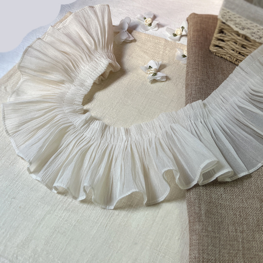 2/3/5 yards/lot 10 cm Dunne Zachte Abrikoos/Wit Kant Trim Ruche Kant voor jurk Zoom Applique SC322: Beige / S