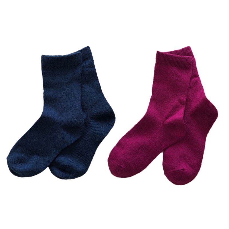 Calcetines de lana merina Unisex para niños, medias gruesas y cálidas térmicas para senderismo al aire libre, talla 26-30: Packed B (2 Pairs )