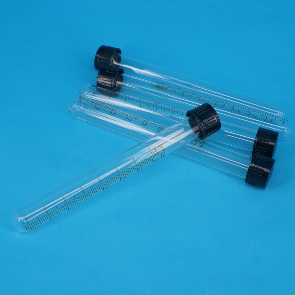 Lot (5) 15 Ml 16X150 Mm Clear Glazen Reageerbuis Ronde Bodem Afgestudeerd Met Schroefdop