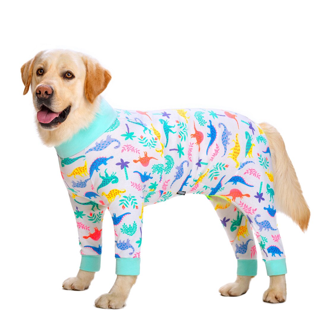 Dinozaur drukowany kombinezon dla psa dla psów dziewczyna/chłopiec średni duży pies piżamy ubrania dla psów kostium odzież koszula Honden Kleding: white dog jumpsuit / 34(bust 82cm)