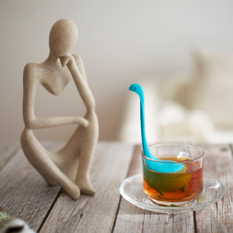 Loch Ness Monster Silicone Tea Infuser Vertical Long Handle Dinosaur Tea Filter Tea Leaking Kitchen Accessories