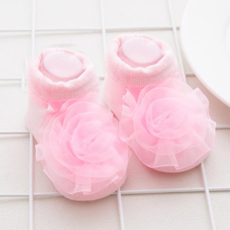 cute children's lace flower socks lace girls socks: Pink