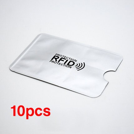 10 stk merke anti rfid skjerming kortleser lås bankkorthylse beskyttelse id nfc aluminium kredittkorthylse: Sølv  (10 stk)