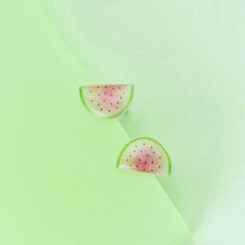 Inzatt Real 925 Sterling Zilver Fruit Acryl Stud Oorbellen Voor Mode Vrouw Party Fijne Sieraden Schattige Accessoires