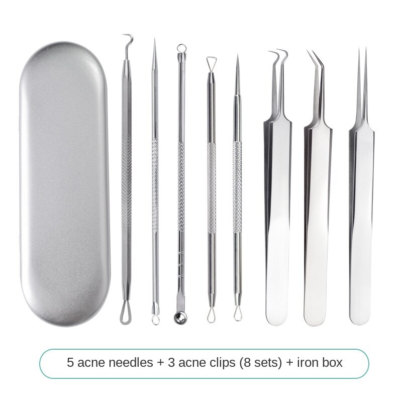 Acne Pin 8 Pieces Double Headed Beauty Tool Blackhead Remover Acne Remover Skin Care Tools Against Black Dots Facial Cleansing: 04