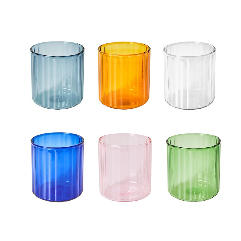 6 farger glass kopper varmebestandig glass kopp brygge krus stripe glass te kontor juice kaffe melk krus familie kopper: 6pc fargerike