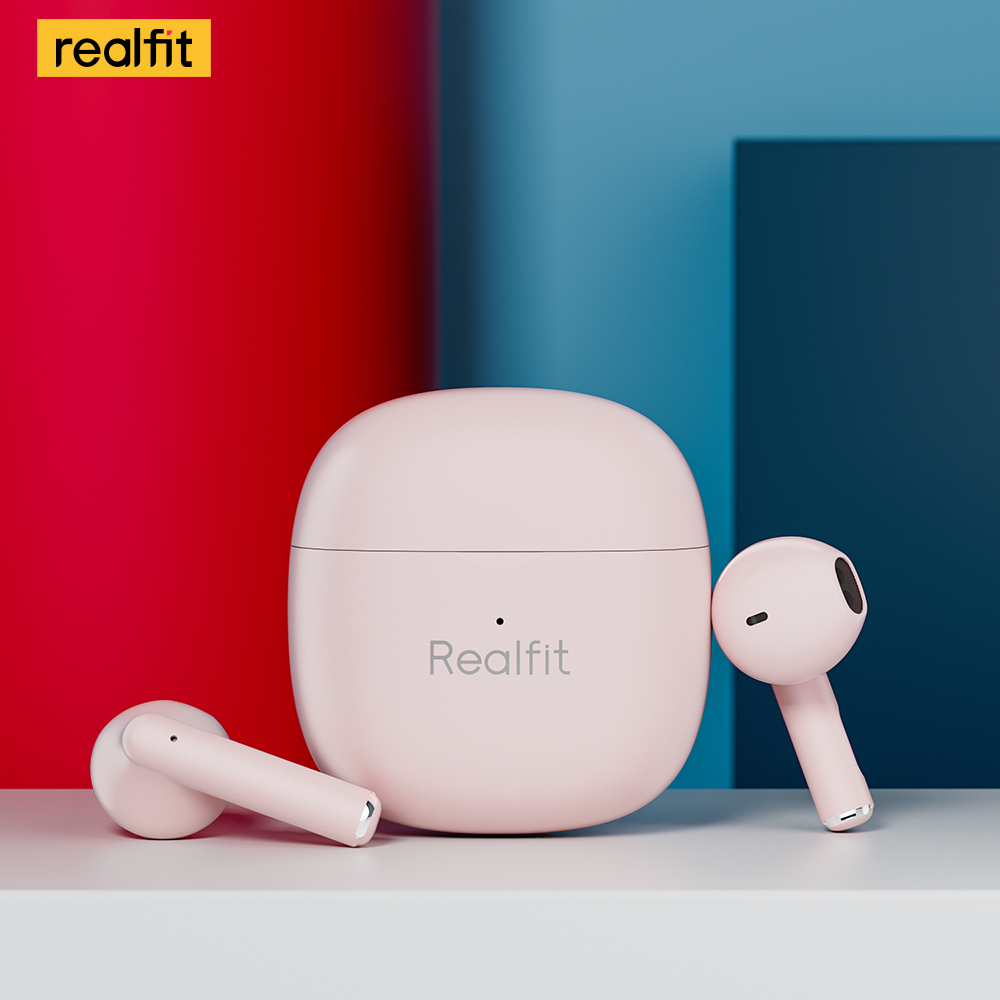 Realfit F1 Bluetooth-Kopfhörer aus gezeichnete Hifi Tws drahtlose Ohrhörer für Realme Xiaomi: Rosa