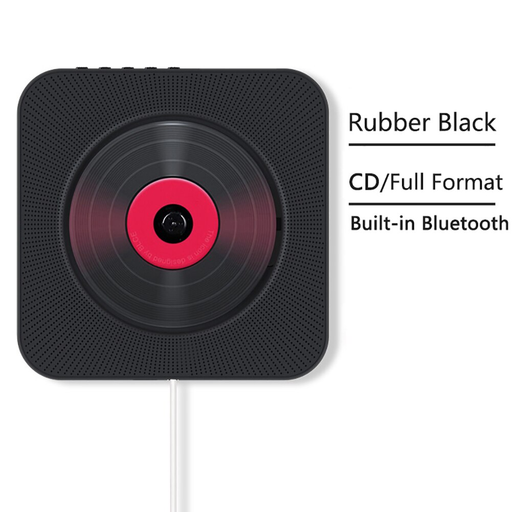 Wall Mounted CD Player Surround Sound FM Radio Bluetooth USB MP3 Disk Music HiFi Player Boombox Pull Switch with Remote Control: black