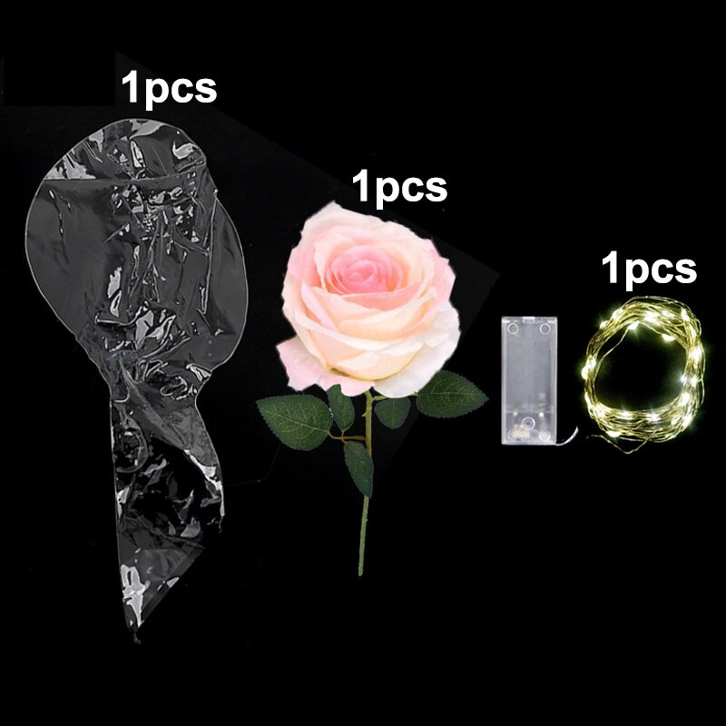 Kit de Globos Led transparentes, globo de burbujas de cuello ancho con luces, accesorios de flores para boda, decoración de PVC: Meat Powder