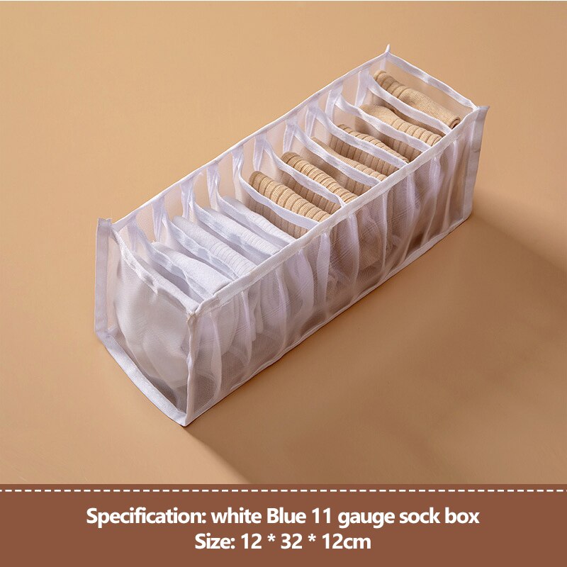 Ondergoed Beha Sokken Panty Ties Net Organizer Opbergdoos Lade Garderobe Kast Manden Organisatoren Divider Dozen Thuis Slaapzaal: white-11 Grids