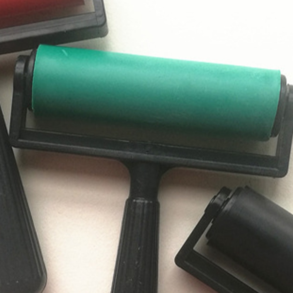 10cm Printmaking Rubber Roller Brayer Craft Projects Ink and Stamping Tools (Red)