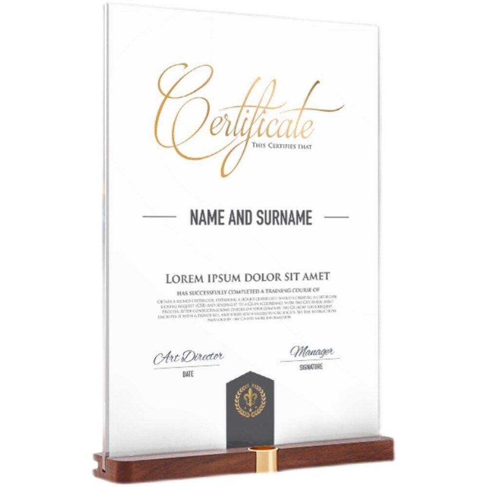 A4 Certificate Stand Hanging Wall Patent Solid Wood Poster Menu List Frame Simple High-end Luxury Crystal Glass Photo Holder