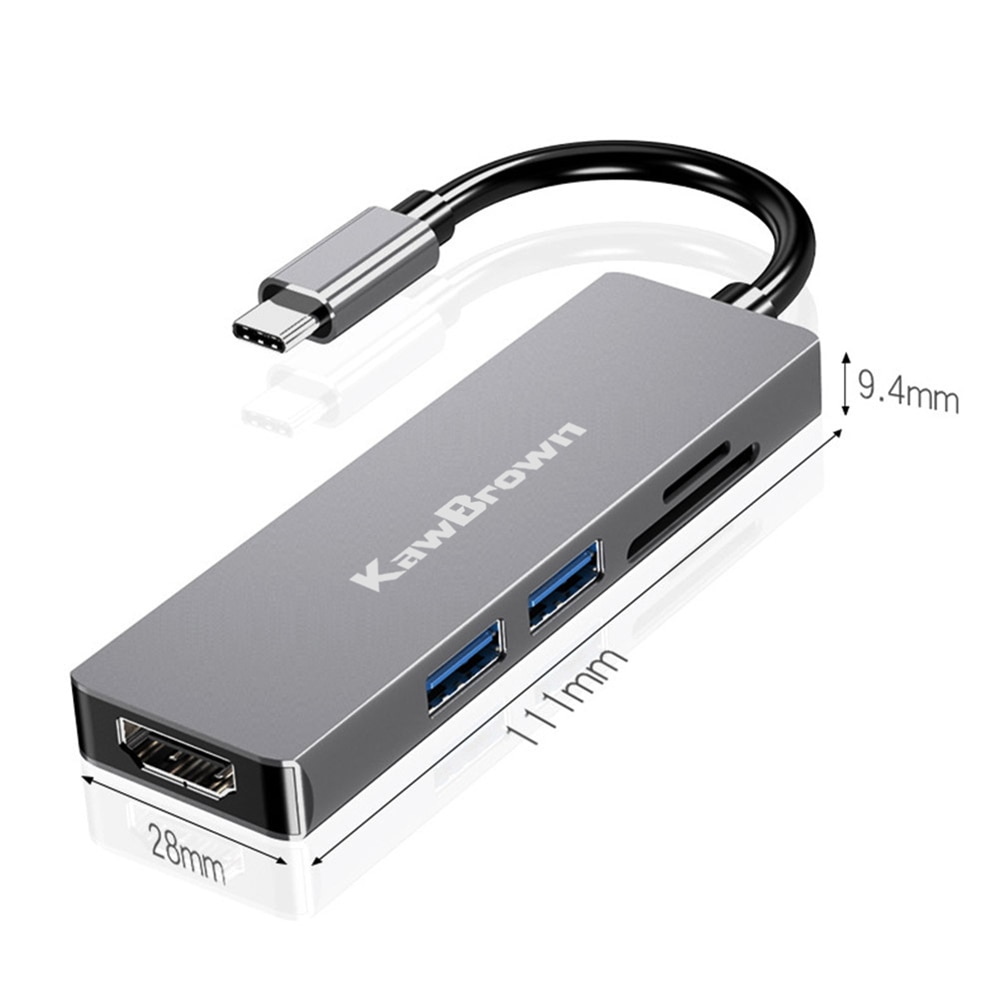 Kawbrown Usb C Hub Type-C Naar Hdmi USB-C Naar Usb 3.0 Connector Tf/Sd Adapter Voor mac Book Pro Laptop Dock Station Accessoires