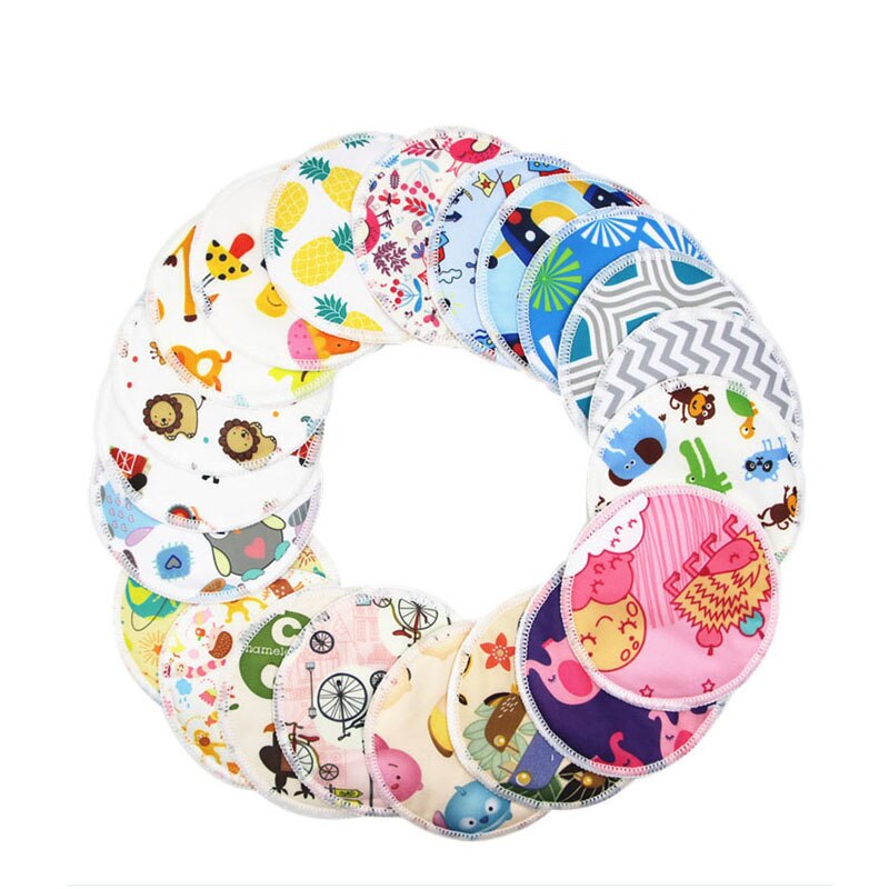 24pcs Reusable Breast Pads For Pregnant Women Mum Breastfeeding Waterproof Large Absorbency 12cm Maternity Nursing Pads Washable: 24pcs Random Printed