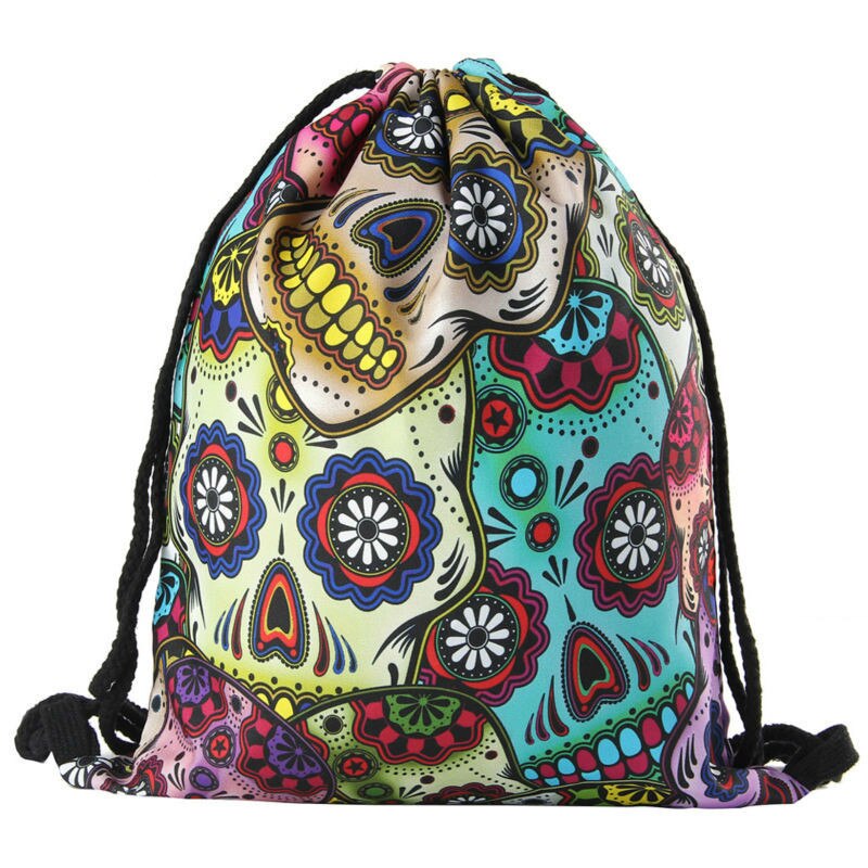 Skull snoreposer 3d printet snoretræk rygsæk mexicansk skull 3- d printing snøre taske