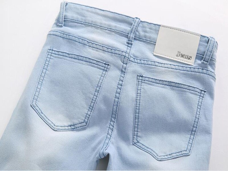 Men Skinny Jeans Good Light Blue Jeans Mens Spring Summer Slim Fit Denim Jeans Male Cotton Stretch Cowboy Trousers