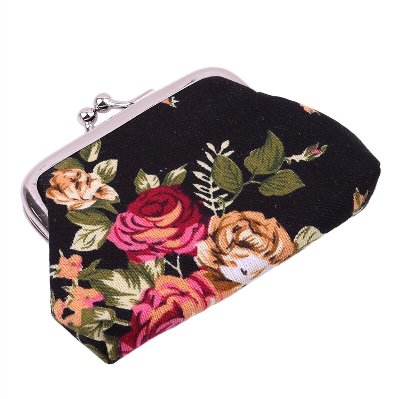 Dames portemonnee met schattige bloemenprint, dames mini tasje, muntzakje, twee metalen knoopjes, muntvakje, sleutel, creditcardhouder