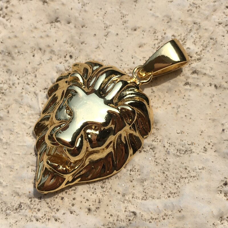 Langtidsholdbare micro pave cz buddha vedhæng halskæde guld kors hip hop smykker til mænd og kvinder jul: Løve