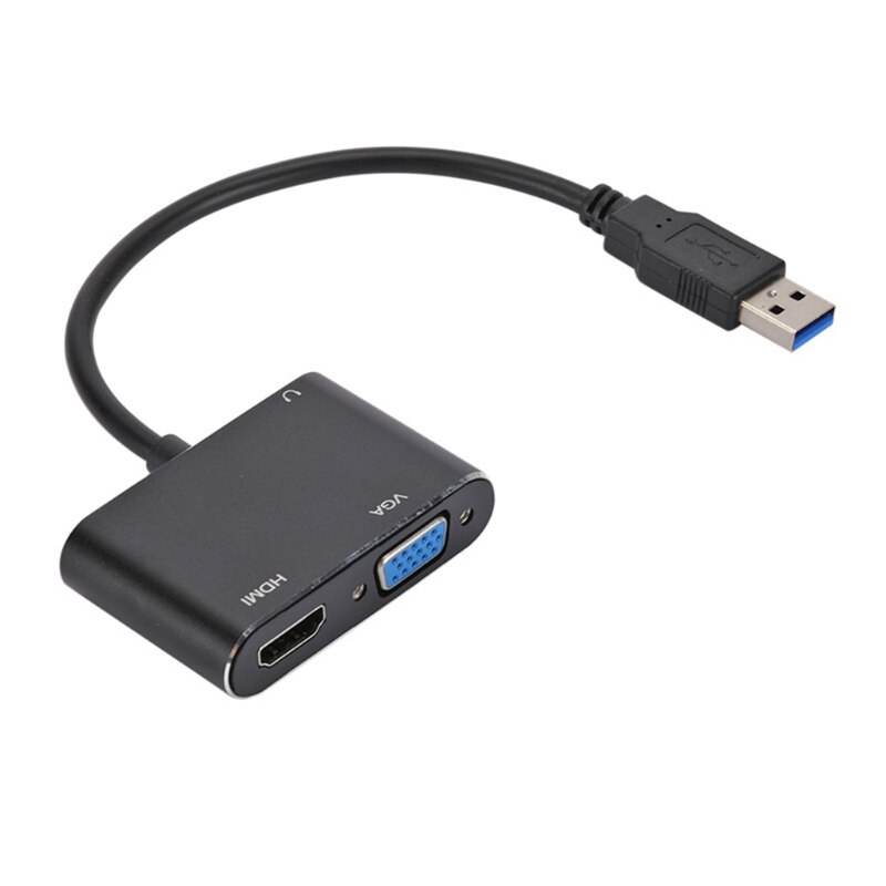 2 in 1 Multi-Display Adapter HDMI-compatible VGA Monitor Projector USB 3.0 1080P Converter for Household Music Audio