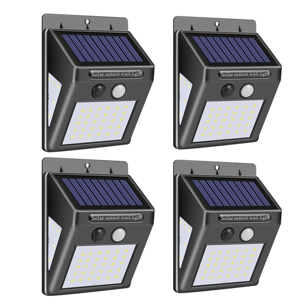 1/2/4Pcs 30/40 LED Solar Power Lamp PIR Motion Sensor Activated Solar Lights Waterproof Outdoor Garden Yard Security Wall Light: A-4pcs 40 LED