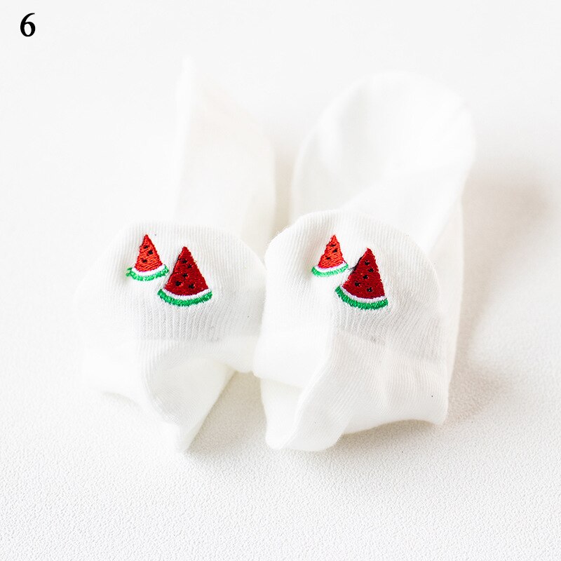 Cartoon Embroidery Fruit Ankle Socks Women Cotton white Short Socks Female Casual Summer Thin Boat Socks Hipster: 6