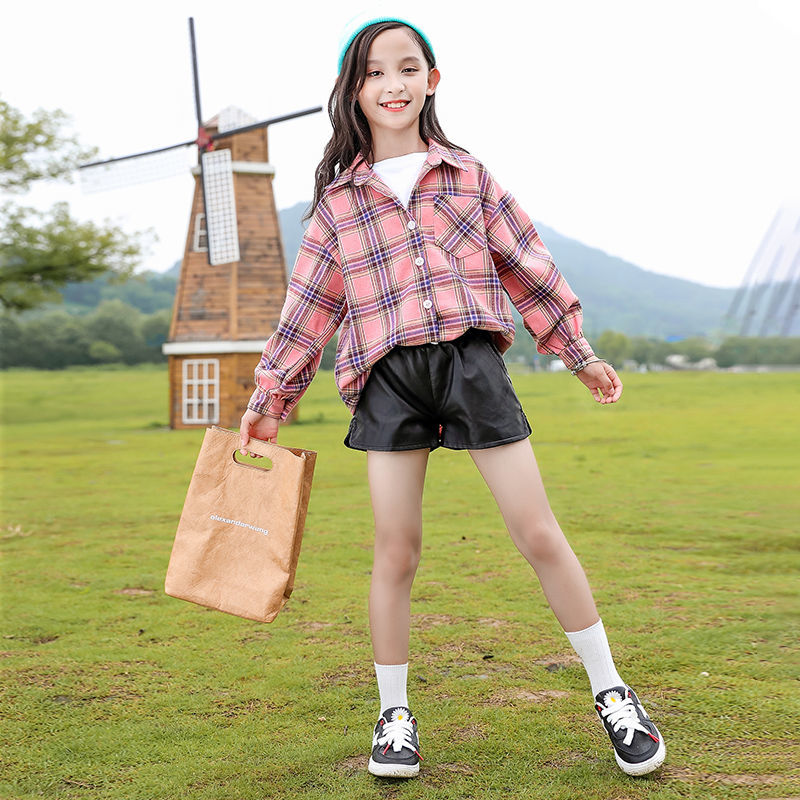 Camisas a cuadros para niñas, Tops de manga larga para niñas de 6, 8, 10, 12 y 14 años, primavera y otoño, novedad de: Rosa / 8