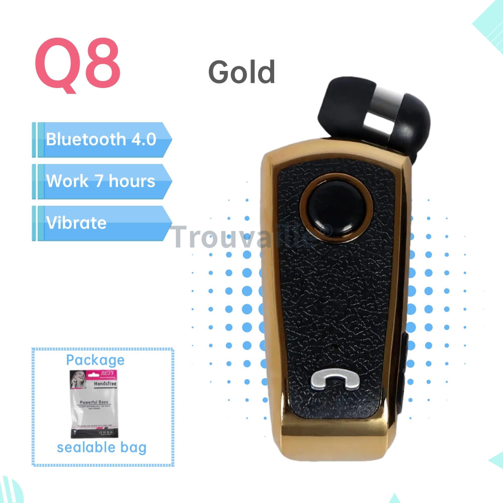 Trouvaille auriculares inalámbricos oreja en loto auriculares Bluetooth auriculares vibratorios auriculares manos libres baratos con cable retráctil: Blanco