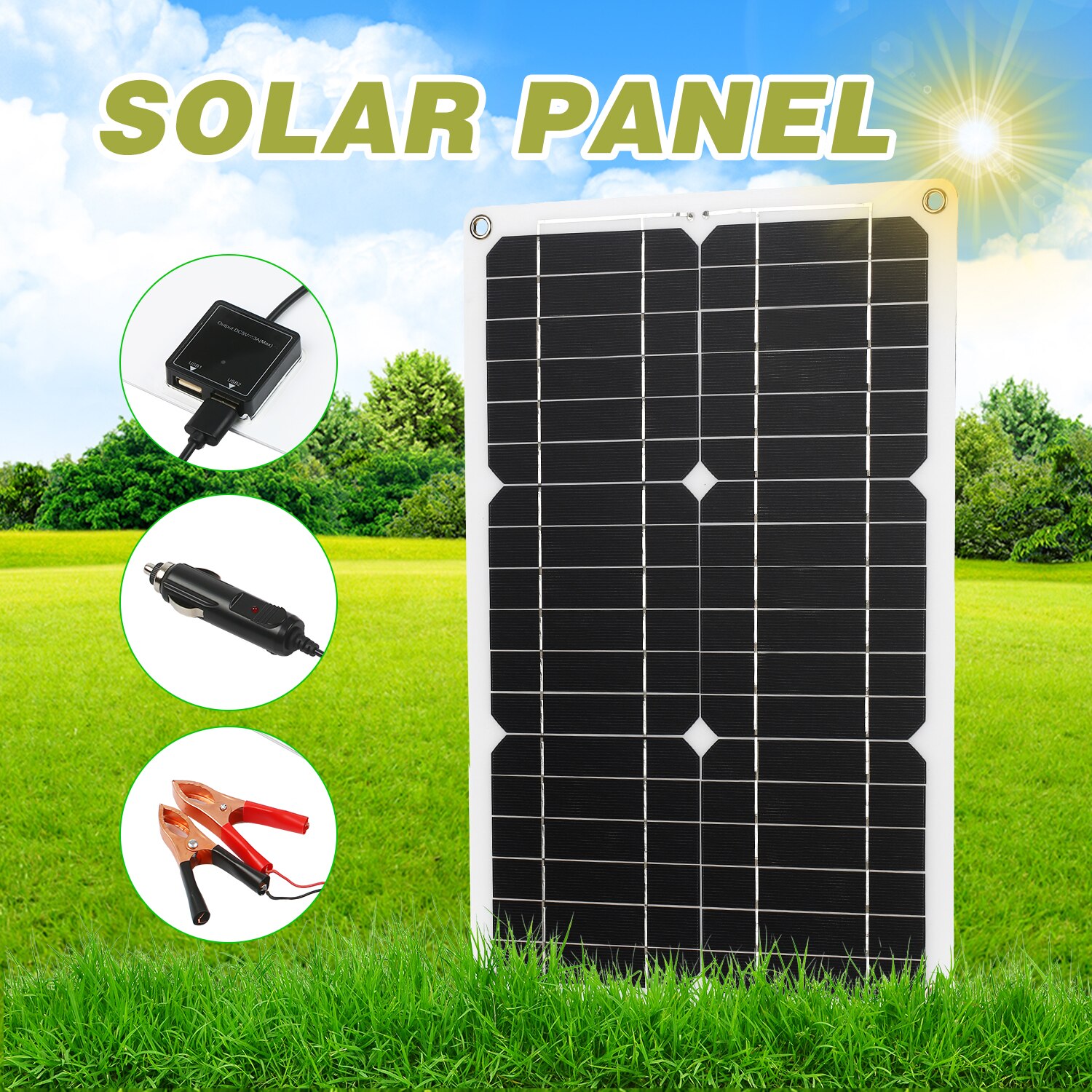 180w 12v solpanel dobbelt usb-port fra gittermonokrystallinsk modul med solopladningsregulator solbatteri udendørs bilbrug