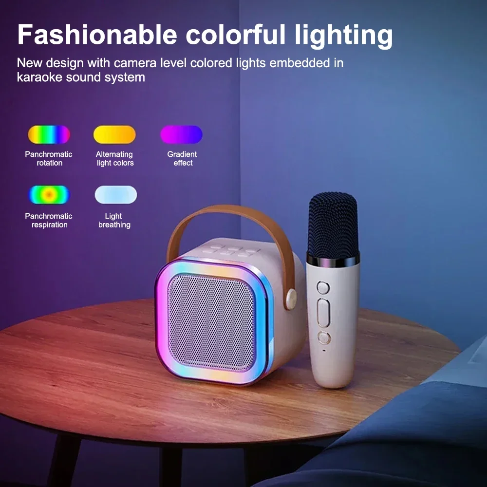 RGB K12 Wireless Bluetooth Speaker With 2 Microphone Multifunction Portable Music Player Karaoke Machine for Child Home
