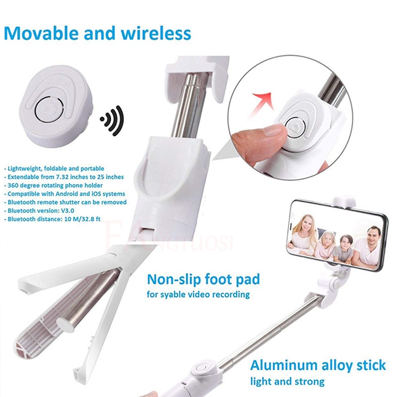 3 in 1 Handheld Bluetooth Selfie Stick Voor iPhone X 8 7 6s plus Draadloze Afstandsbediening Sluiter Monopod Draagbare uitschuifbare Mini Statief