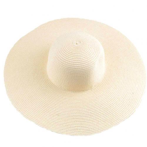 Sombrero Floppy Hawaiano de verano para mujer, gorro de paja de ala ancha de Color sólido: Beige