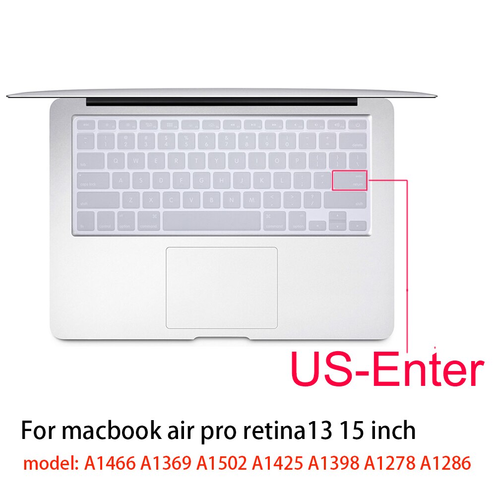 Dla Apple naklejki pokrywa klawiatury laptopa silikonowy futerał kolor silikonowy Film ue/usa dla macbook pro13/15 air13 A1278A1398A1466/1502: US-enter Matte clear