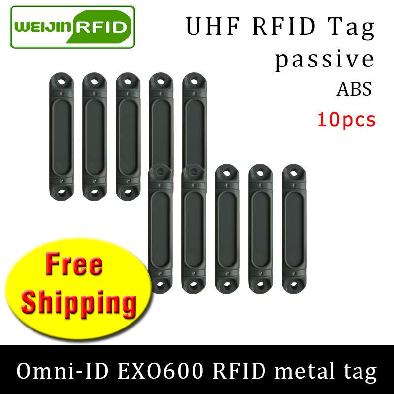 UHF RFID metal tag omni-ID EXO600 915m 868mhz Impinj Monza4QT 10pcs durable ABS smart card passive RFID tags