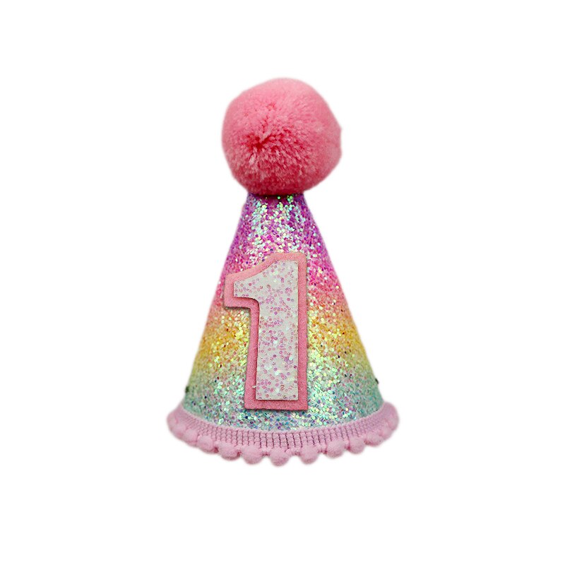 Happy Birthday Hat 1st 2nd 3rd Year Old Kids Girl Birthday Baby Shower Mermaid Tail Headband Hat Decoration Party Supplies: A06