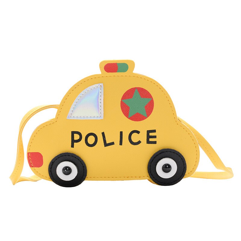 1 stuks dames-meisjes portemonnee van pu-leer, mini-portemonnee, heuptasjes, 3d cartoon auto's in koreaanse stijl, messenger bags, kindermuntzak: Geel