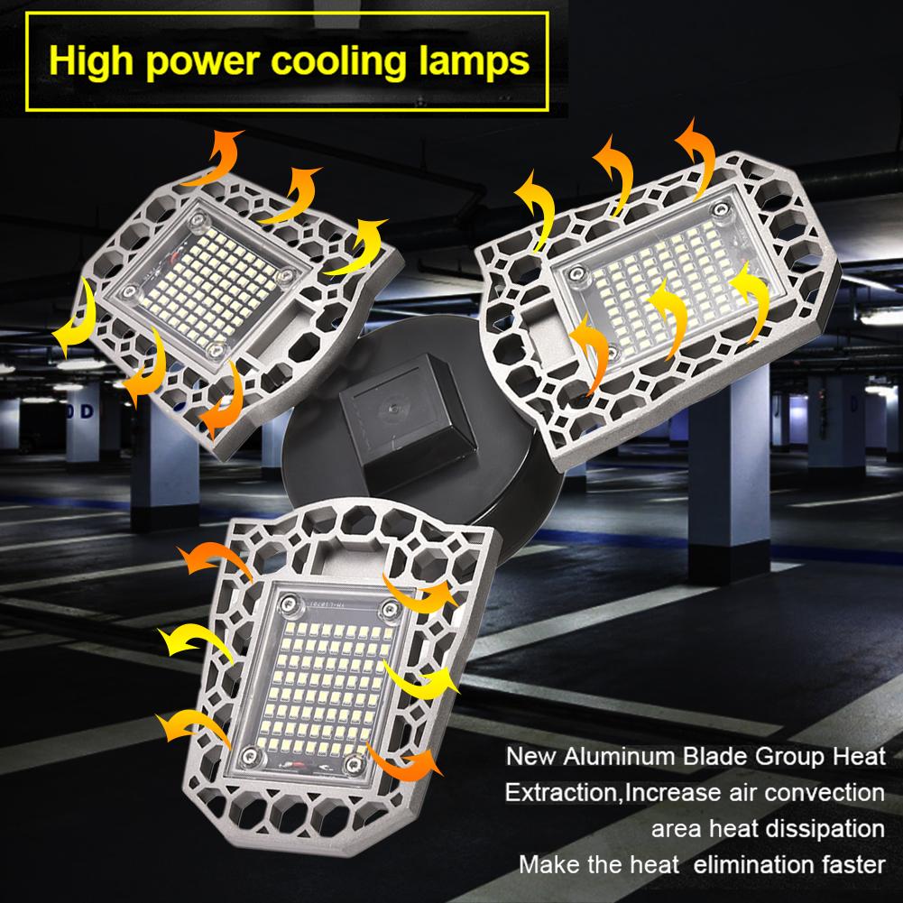 100W LED Garage Light Deformable Ceiling Light Ip65 E27 High Bay Light Super Bright Industrial Lamp For Workshop 100V-277v