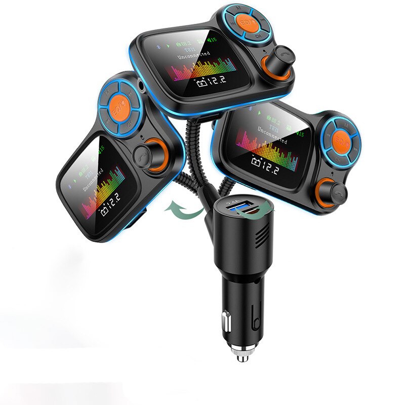 Transmisor FM con Bluetooth inalámbrico para coche, adaptador de Radio de coche inalámbrico con pantalla a Color con carga QC3.0 y 2.4A