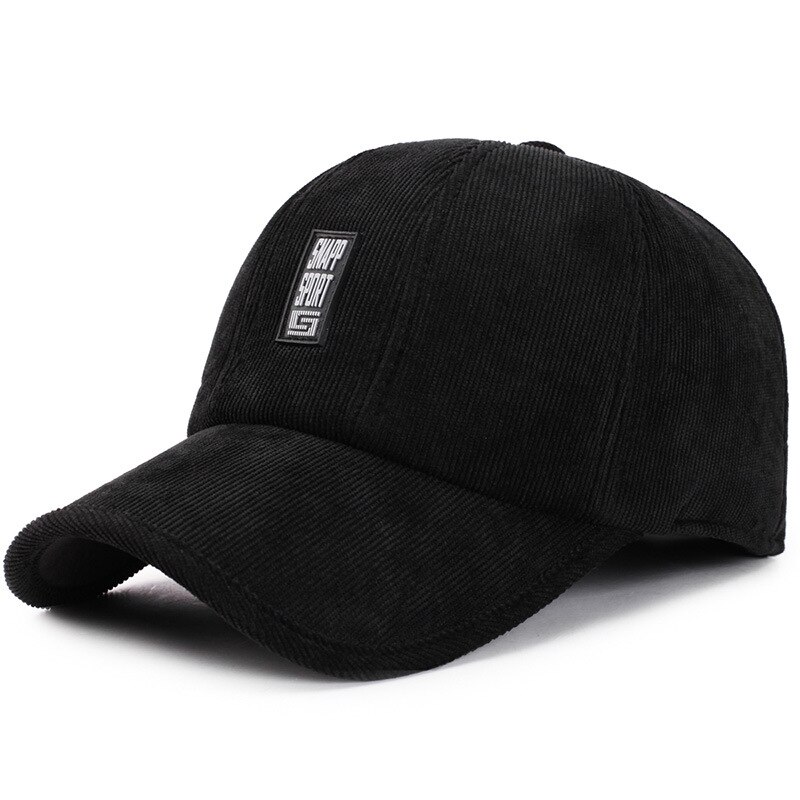 Sqteio vinter unisex baseballkasket mænd gorra hombre udendørs afslappet fløjlsbukser tyk varme høreværn hat: Sort