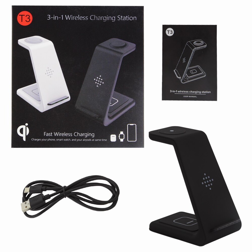 10W Qi Draadloze Snelle Oplader Houder Quick Opladen Stand Type-C 3 In 1 Station Voor Samsung Horloge actieve Galaxy Knoppen IPhone12/11