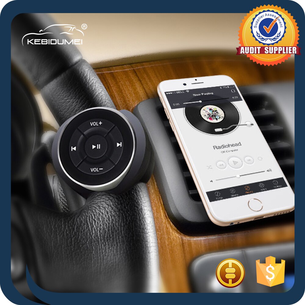 Auto Draadloze Bluetooth Media Stuurwiel Afstandsbediening Mp3 Muziekspeler Draagbare