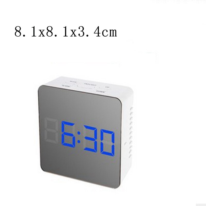 LED Mirror Alarm Clock Electronic Time Temperature Display Digital Snooze Table Clock USB Charging Multi-function Desk Clocks