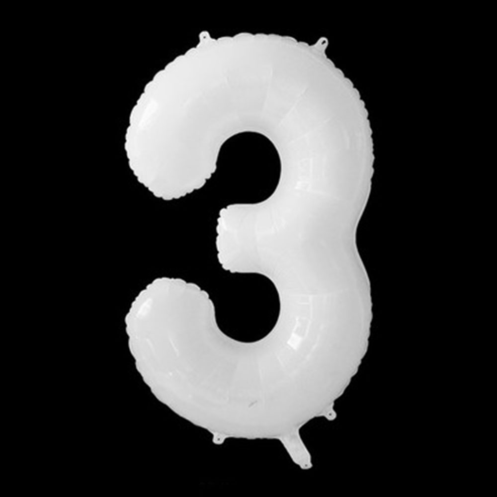 40 tommer store hvite tall ballonger 0 1 2 3 4 5 6 7 8 9 folieballong bursdagsfest dekorasjoner figurer globos baby shower dekors: Nummer 3