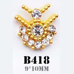 10 stk 3d legeret neglekunst tilbehør skinnende krystal guld negle smykker topniveau negle skønhed charms: B418