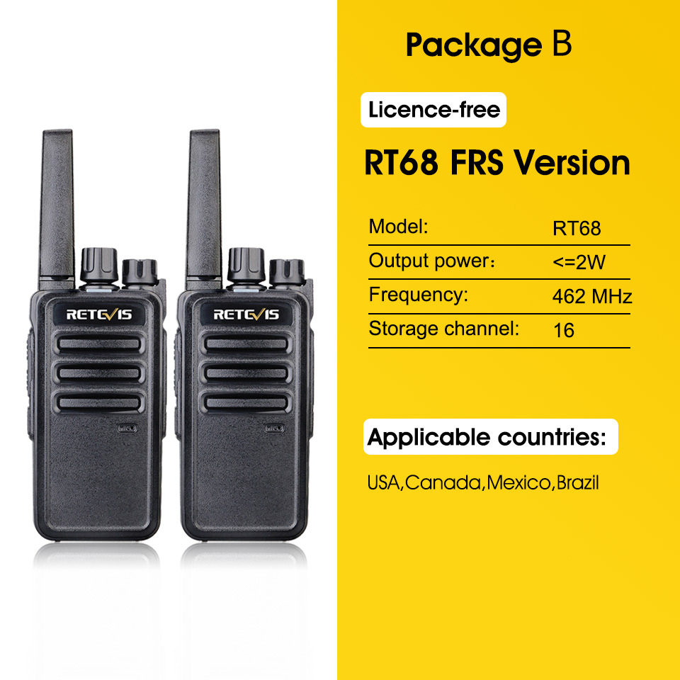 Retevis Walkie Talkie 2 Stück RT668 PMR 446 FRS Walkie-Talkies Zwei-Wege-Radio Tragbare Kommunikationsausrüstung PTT-Radio Hotel Café: Rot