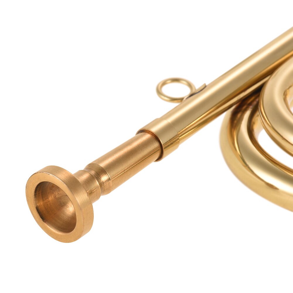 Muslady 2pcs/ Pack Brass Bugle B Flat Cavalry Horn Trumpet with Mouthpiece Gold