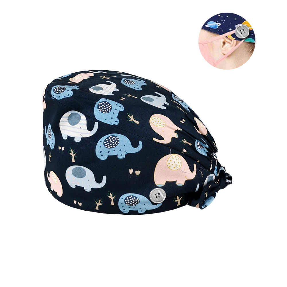 HC2K22003Wholesale Breathable lab hat Laboratory hat the Buttons scrub caps adjustable unisex Pet grooming work: 22017