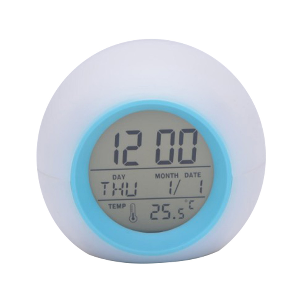 Natural Alarm Clock LED Spherical Digital Display Alarm Clock Colorful Luminous Sound Calendar Lazy Wake Alarm Clock: B