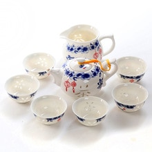 8 stks Exquisite Pu Er Thee Handgemaakte Porselein Thee Cup Set Chinese Kung Fu Thee Sets Noble Keramische Thee Set B002
