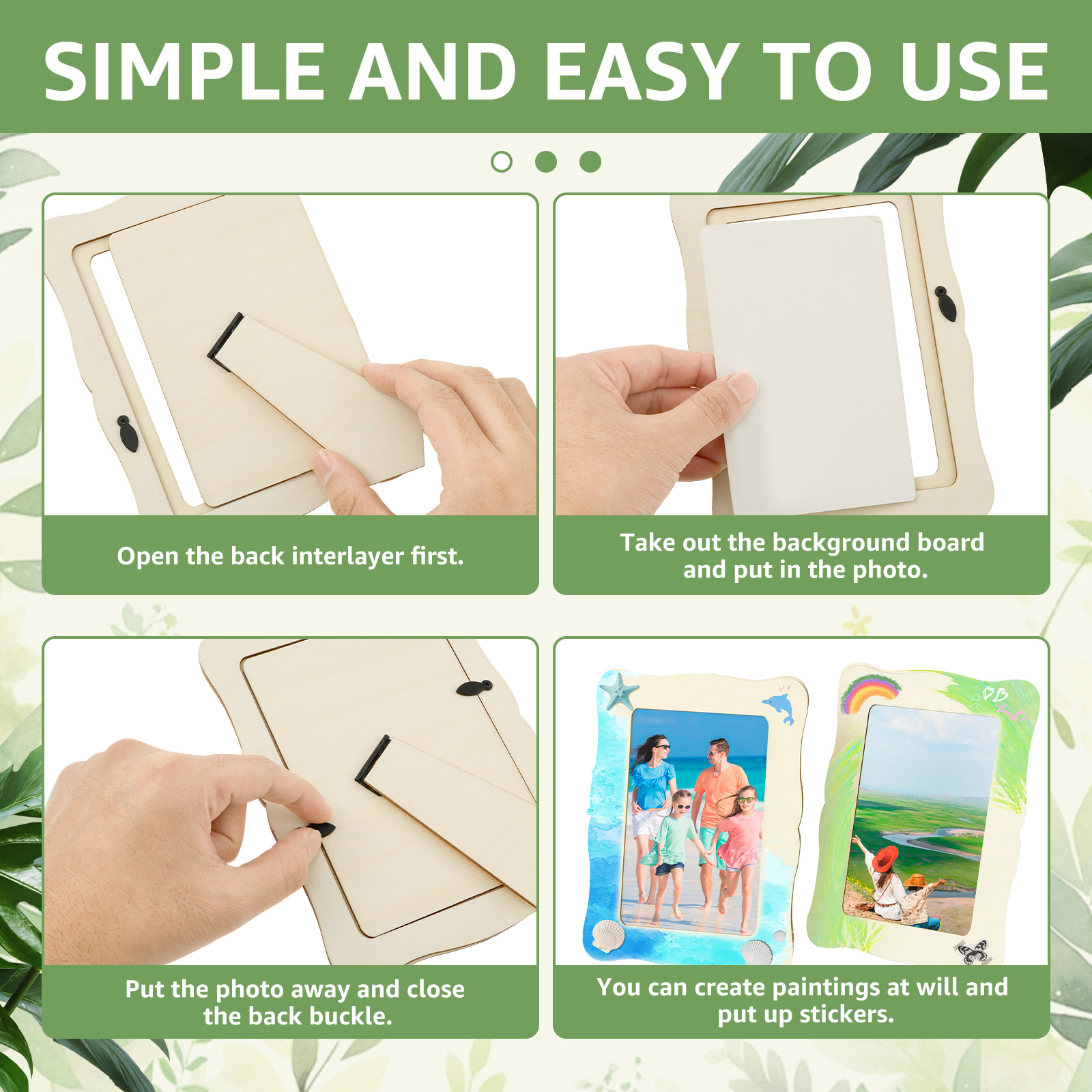 10Pcs Unfinished Wooden Frames Wavy/Rectangle Photo Holder DIY Painting Crafts Photo Display Stand Home Office Desktop Decor