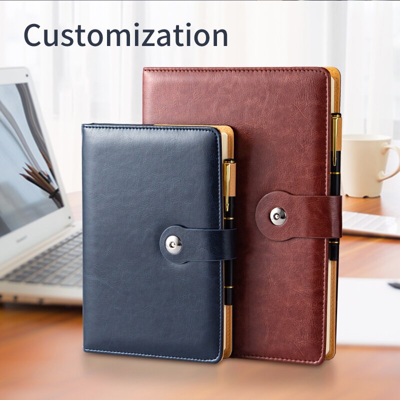 A5 Hardcover Business Brown Ring Binder Journal Magnetic Closure Blue B5 Notebooks Top Grade Lined Leather Planner